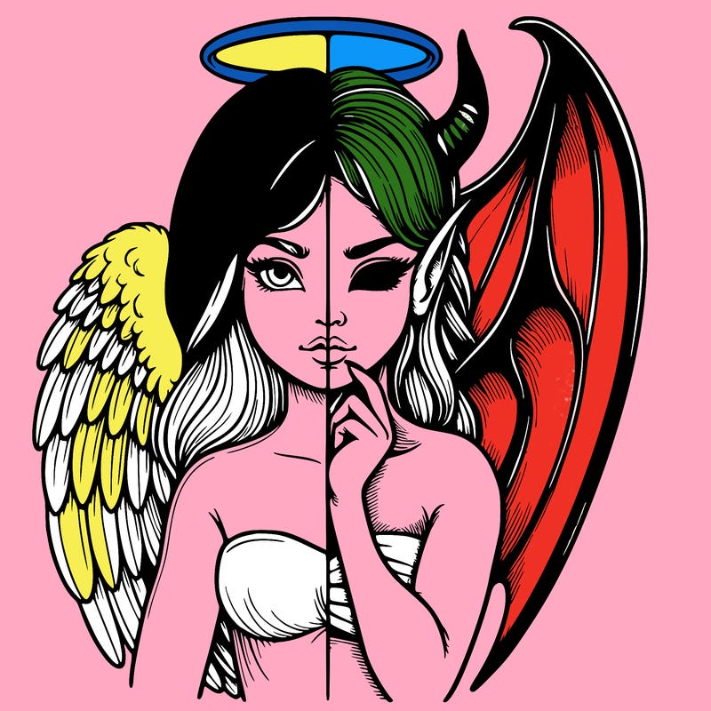 realistic angel half demon