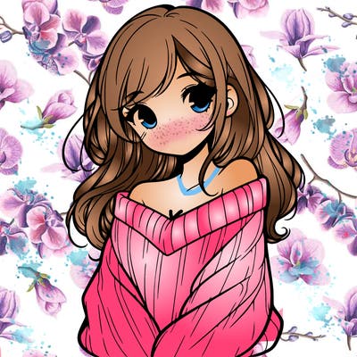 shy pretty girl wearing a sweater that is falling off one shoulder portrait