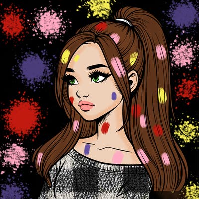 realistic girl with a high ponytail