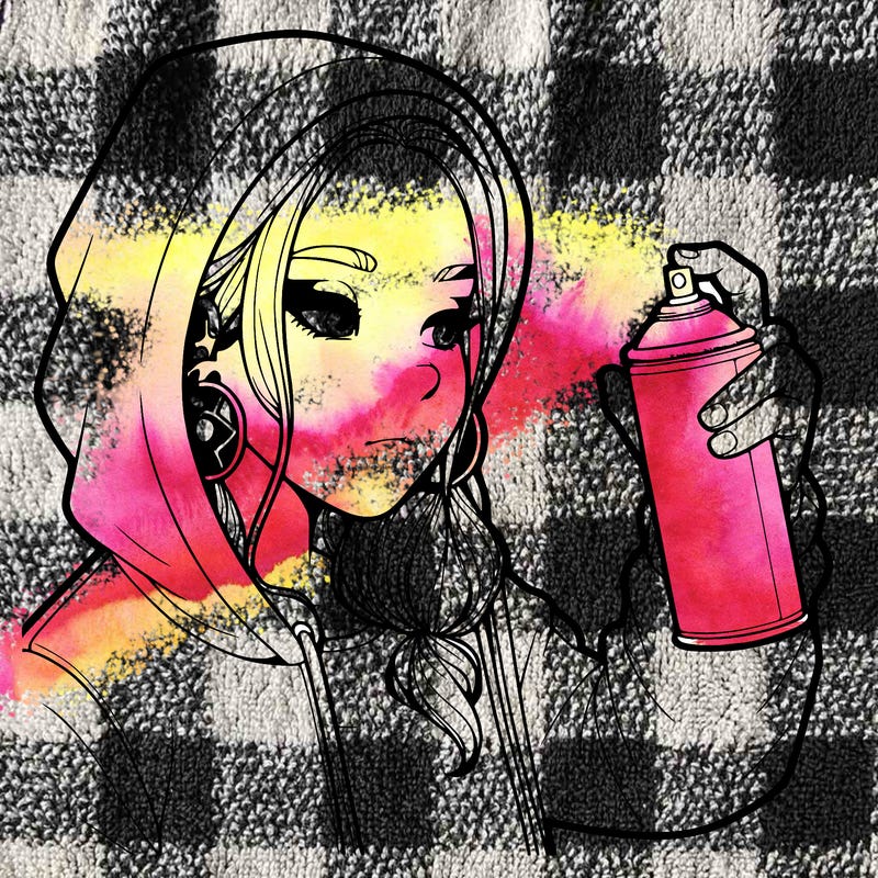 a realistic girl, spray painting