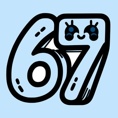 the numbers 67