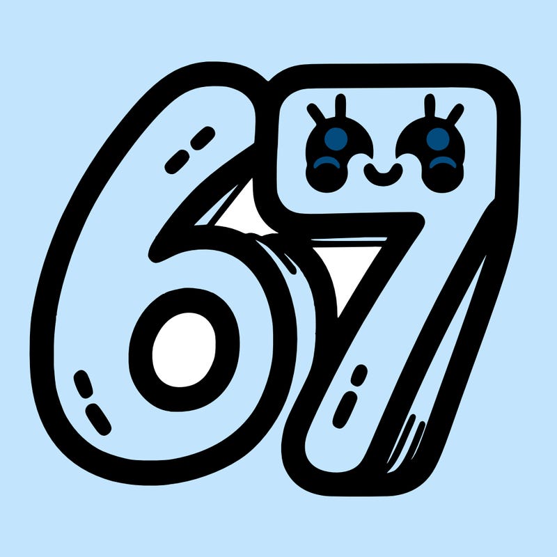 the numbers 67