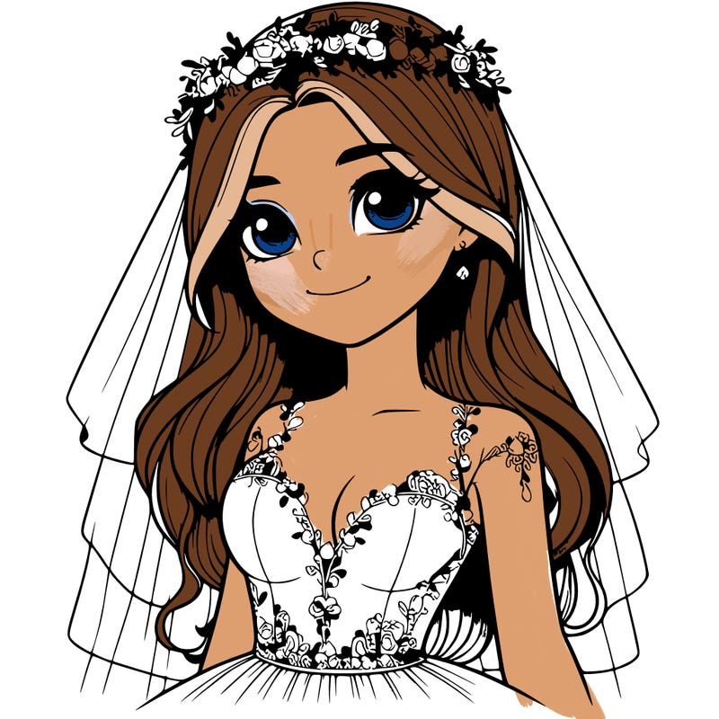 realistic girl in a wedding dress