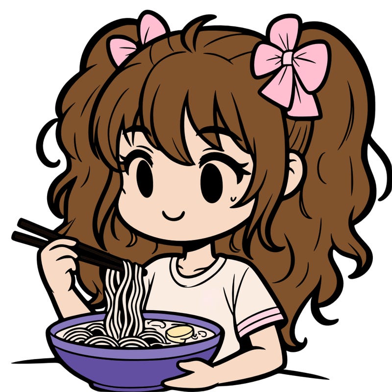 a girl eating ramen