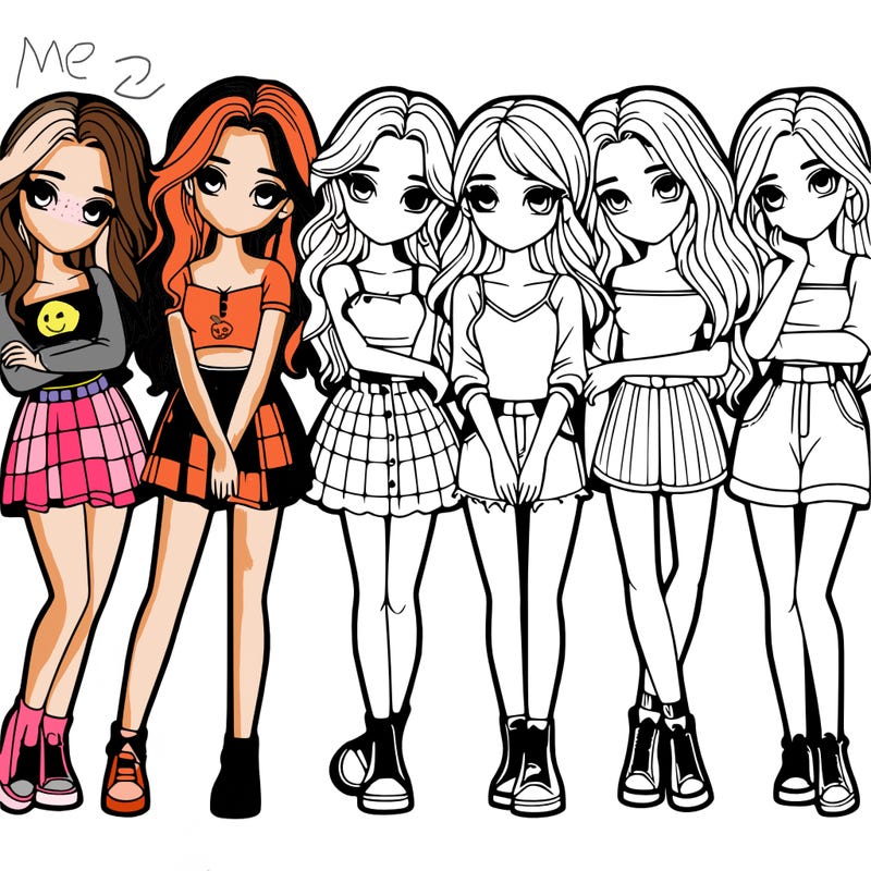 a group of girls realistic