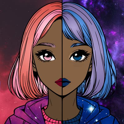 split realistic girl