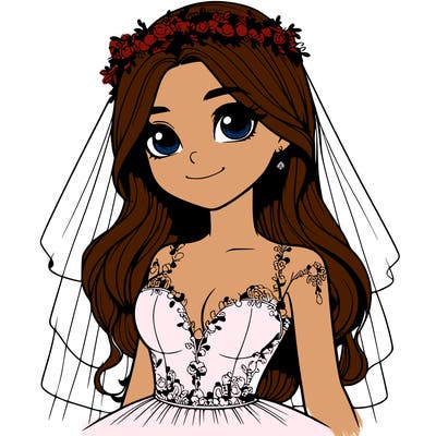realistic girl in a wedding dress