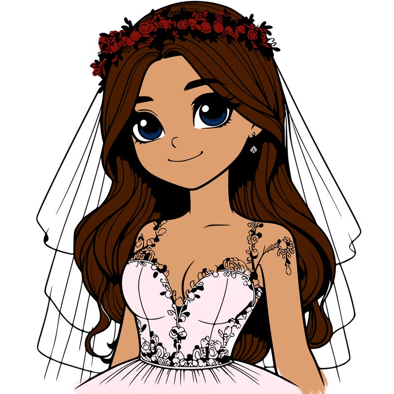 realistic girl in a wedding dress