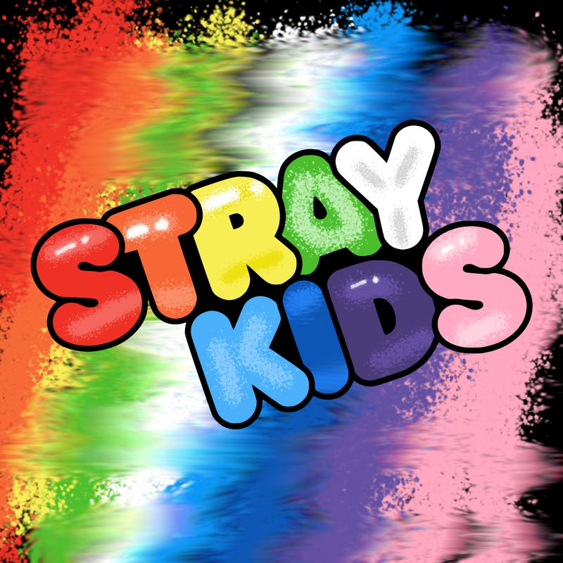 bubble letters saying stray kids