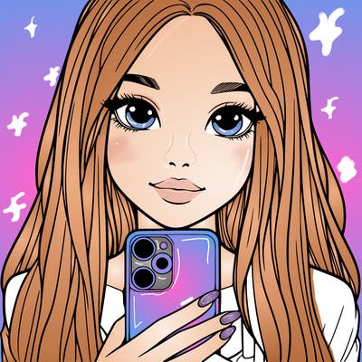 realistic girl with a phone