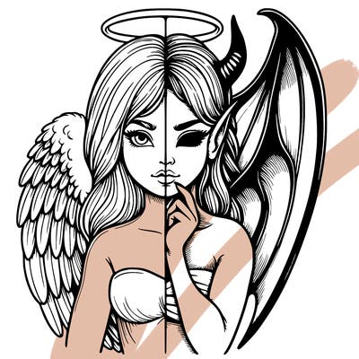 realistic angel half demon