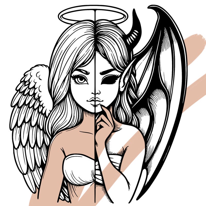 realistic angel half demon