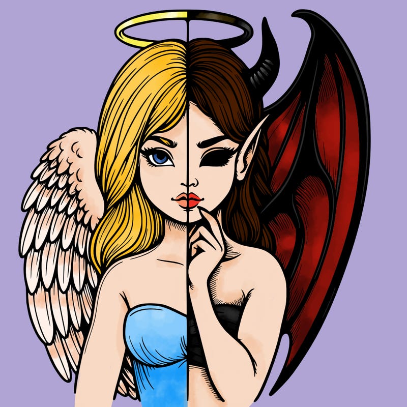 realistic angel half demon