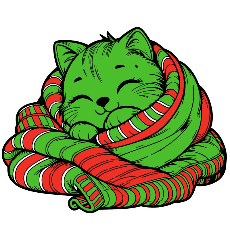 realistic cozy cat in a blanket