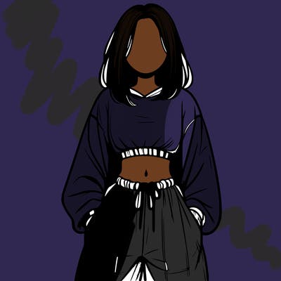 realistic girl faceless with baggy pants and a crop top