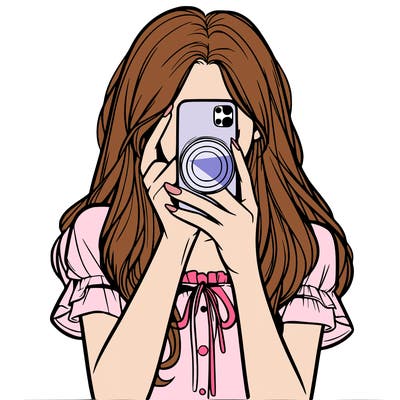 a realistic girl holding her phone taking pictures