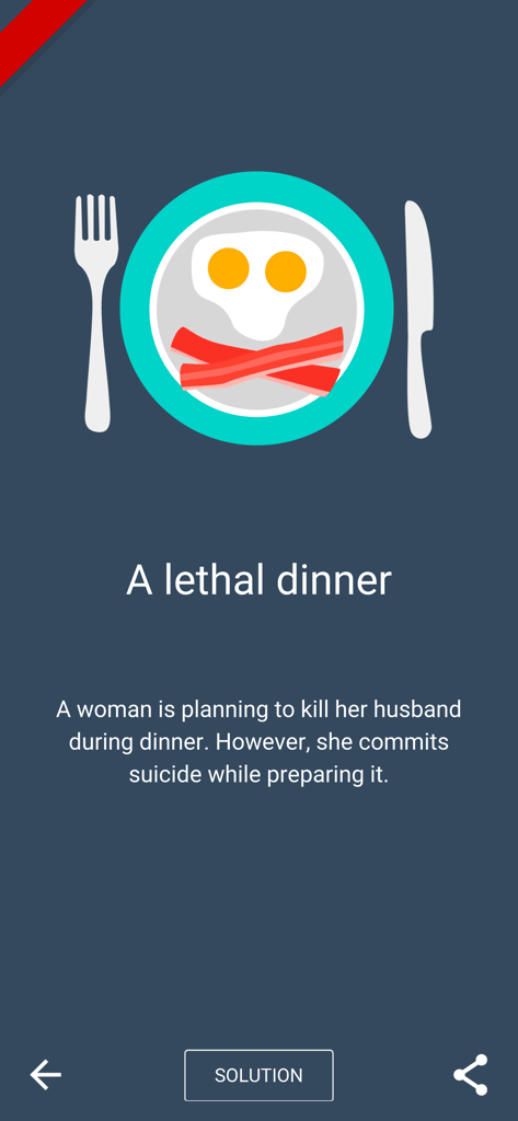 Dark Stories - A lethal dinner mystery card from the Dark Stories app with a skull illustration on a plate