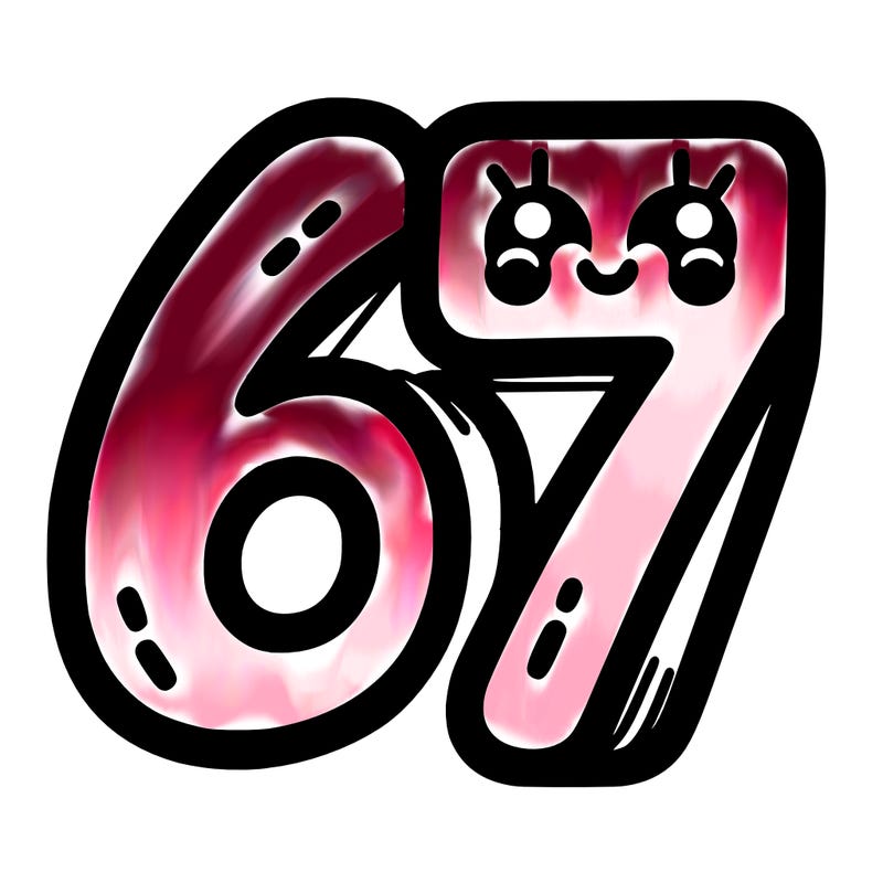 the numbers 67