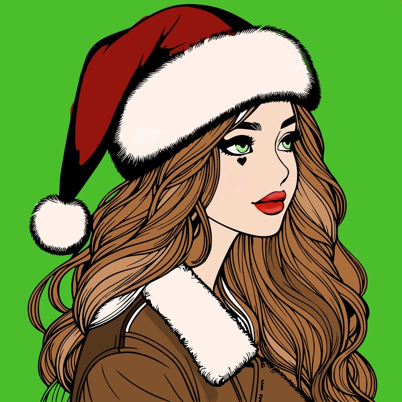realistic girl in santa hat