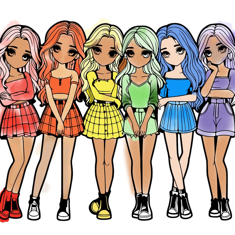 a group of girls realistic