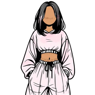 realistic girl faceless with baggy pants and a crop top