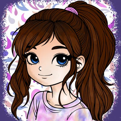 realistic girl with ponytail