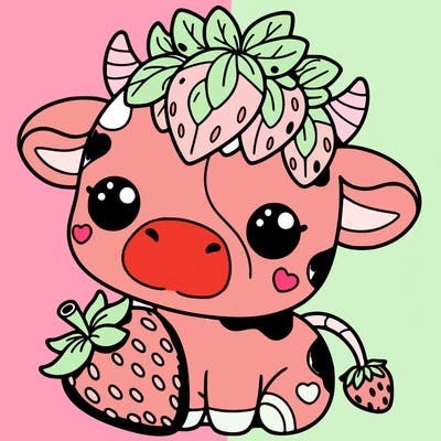 cute strawberry cow