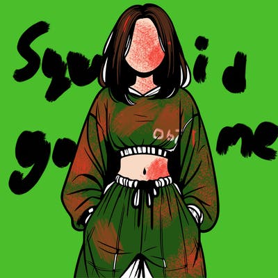 realistic girl faceless with baggy pants and a crop top