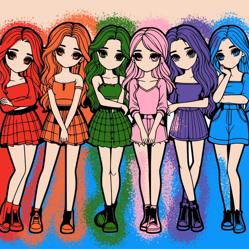 a group of girls realistic