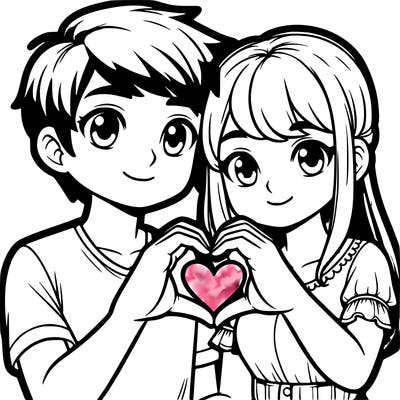 the guy and a woman making a heart with their hands
