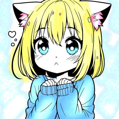 shy anime catgirl