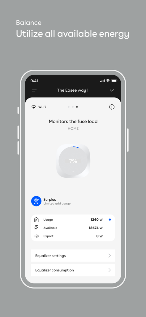 Easee-App-Dashboard zur Überwachung der Sicherungslast und des Netzenergieverbrauchs