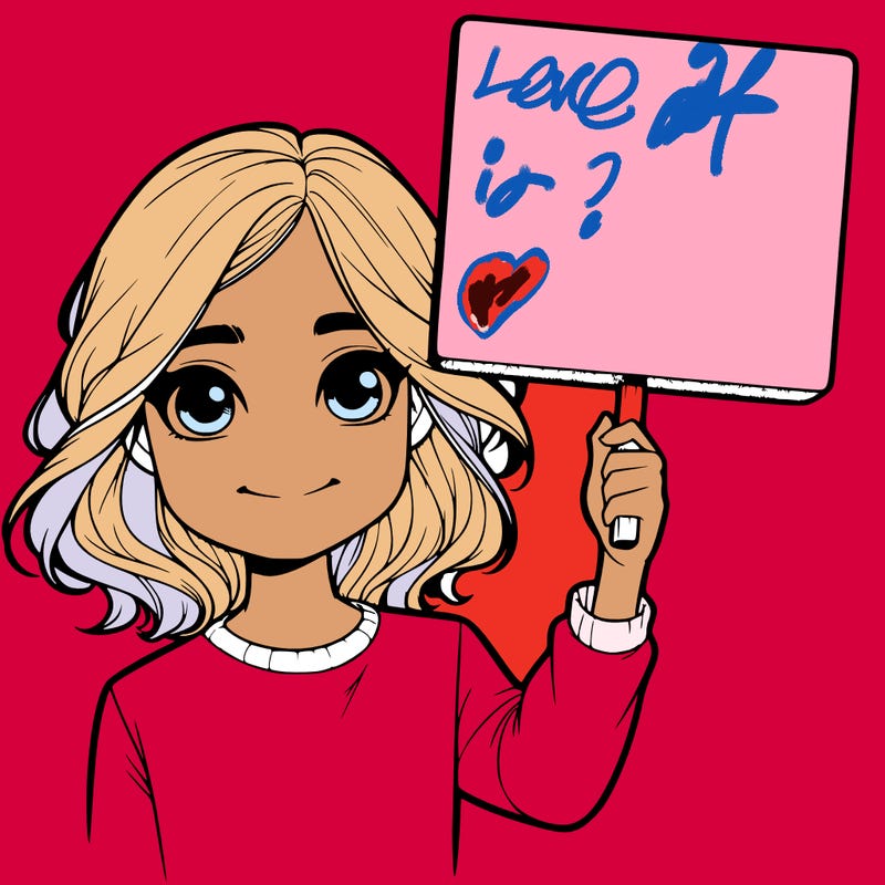 realistic girl holding up a sign