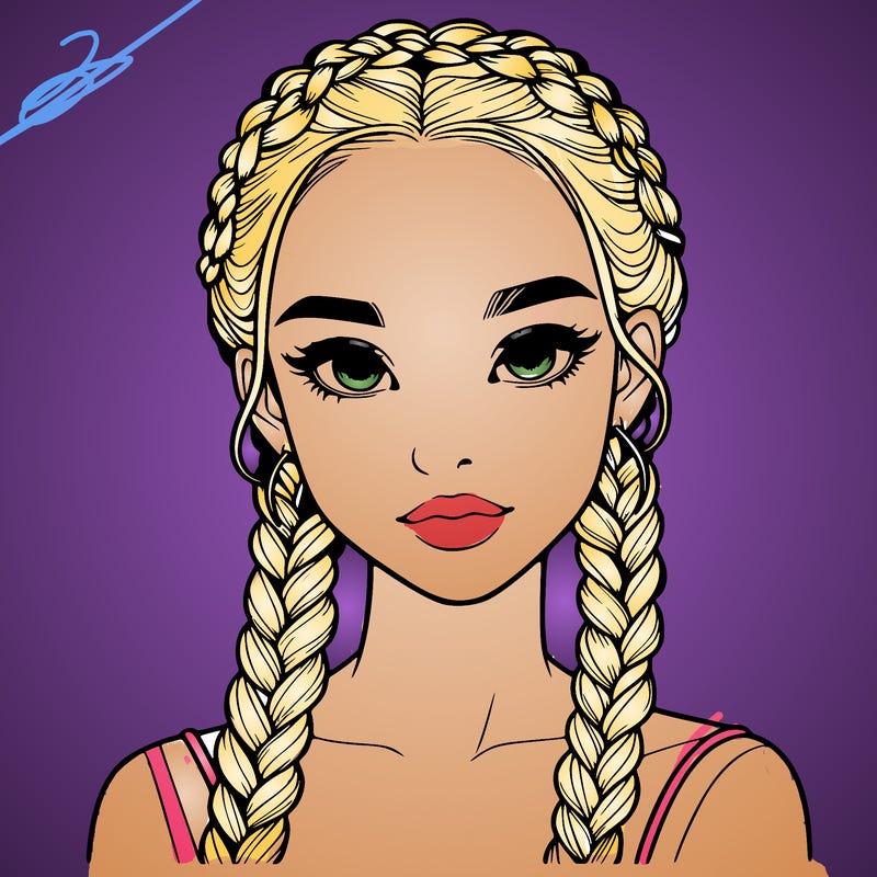 realistic girl with braids