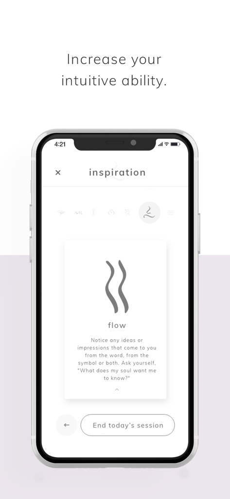 Tela do aplicativo Connect Decks mostrando um símbolo de fluxo para orientação intuitiva
