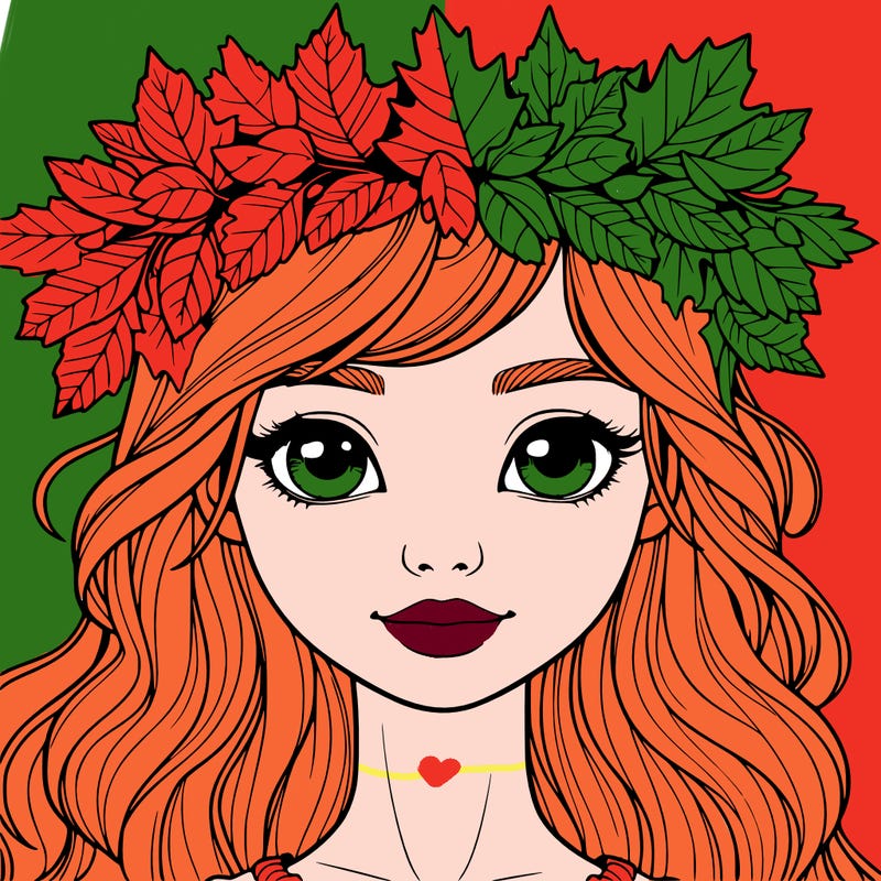 realistic girl with fall leaf crown