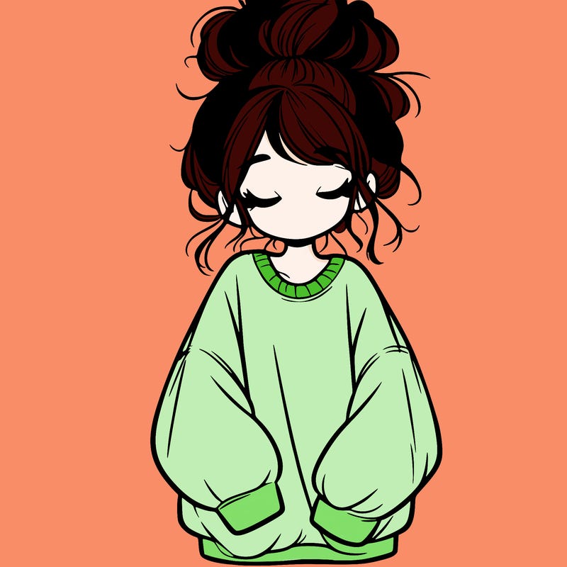 girl with baggy sweatshirt and messy bun