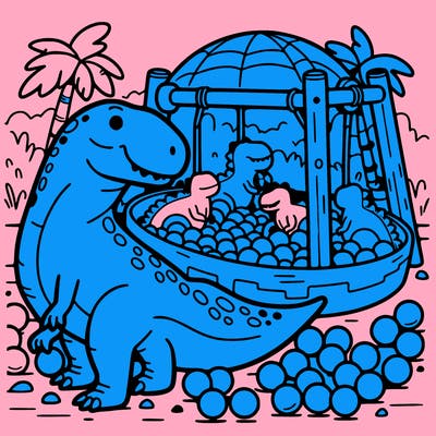 dinosaurs in a ballpit