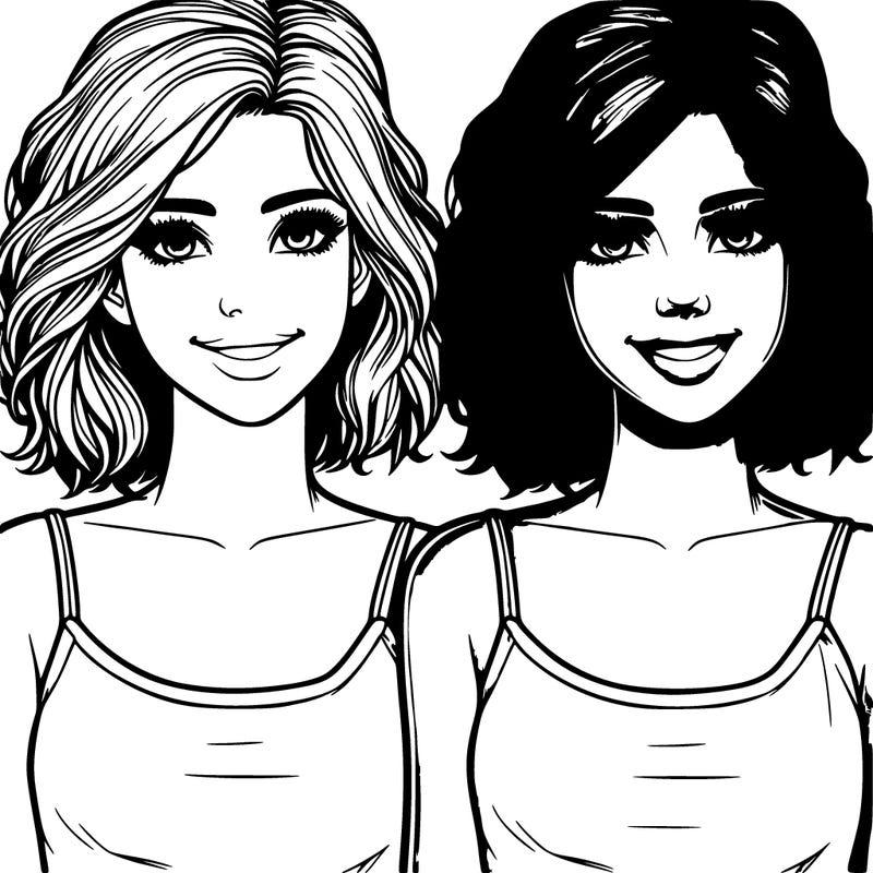 beautiful teenage girl with big smile and short hair realistic