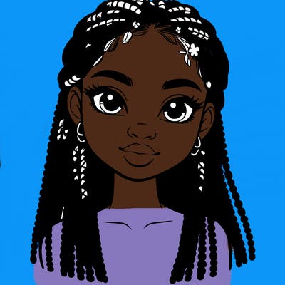 a realistic black girl with braids