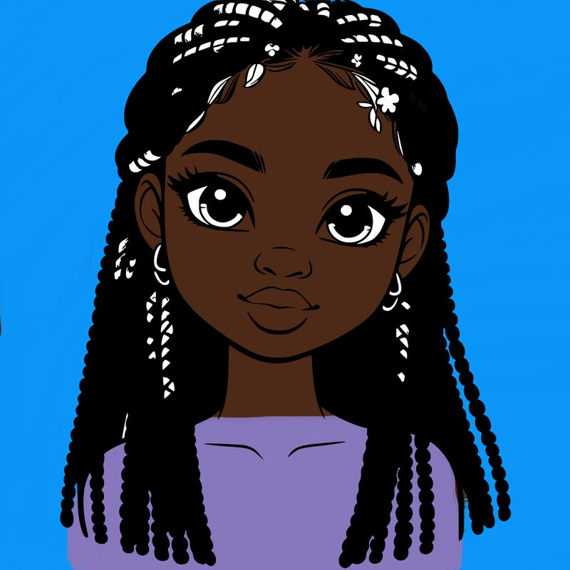 a realistic black girl with braids