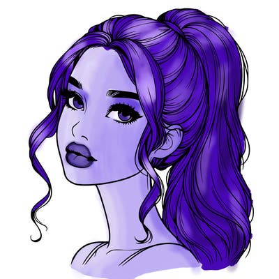 realistic girl with a ponytail on her hair and lips