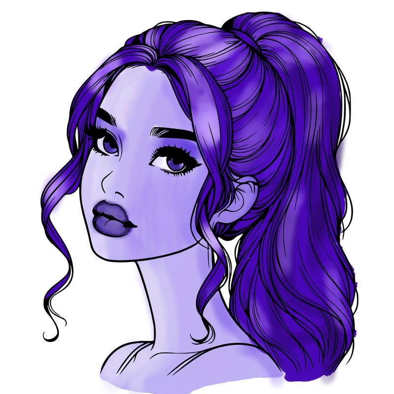 realistic girl with a ponytail on her hair and lips