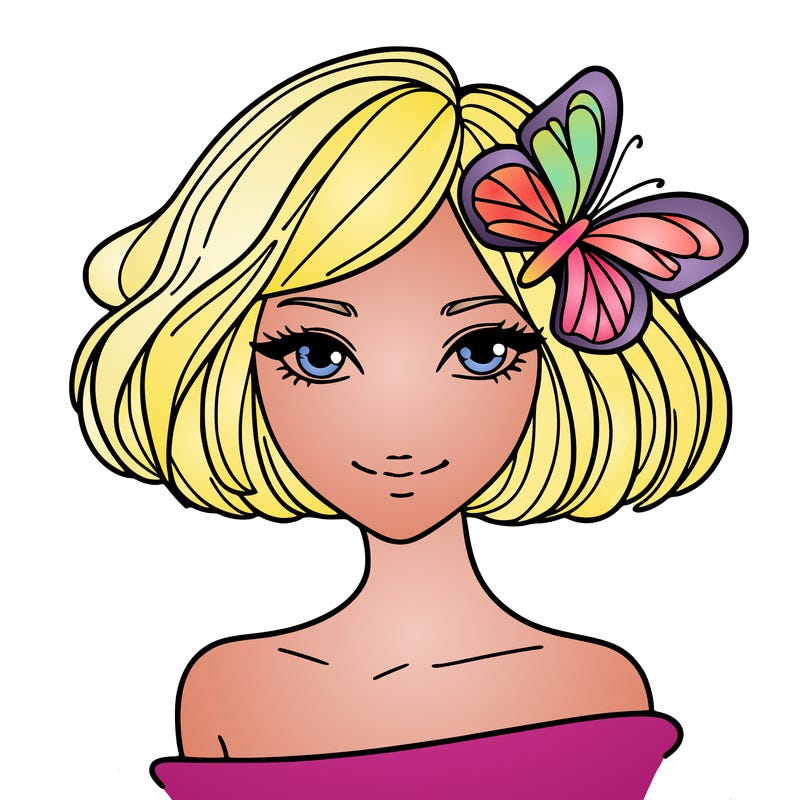 woman with butterfly short hair