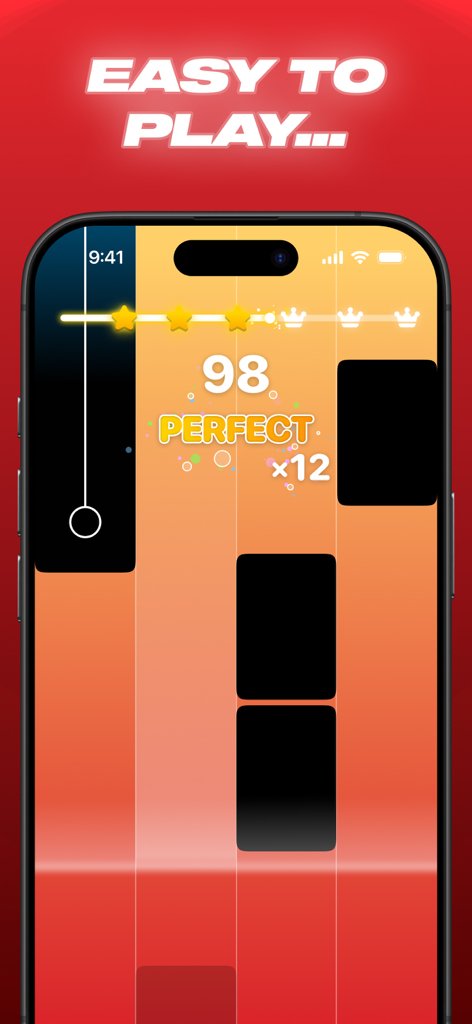 Tiles Pop - Music Game - 완벽한 콤보 점수로 리듬 타일 게임 플레이를 보여주는 타일즈 팝 뮤직 게임 인터페이스