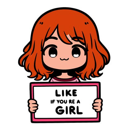 a cute girl holding a sign that says like if you’re a girl