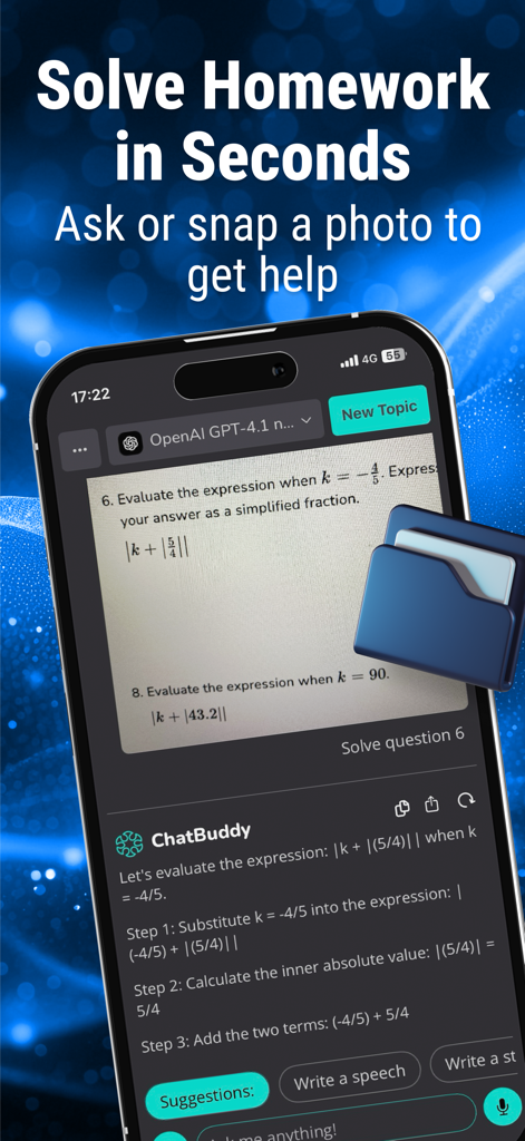 ChatBuddy - Multi-AI Assistant - ChatBuddy AI assistant providing a step by step solution to a math homework problem from a photo