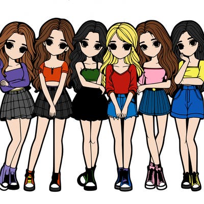 a group of girls realistic