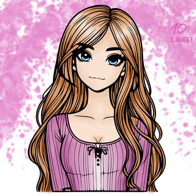 realistic girl with long hair