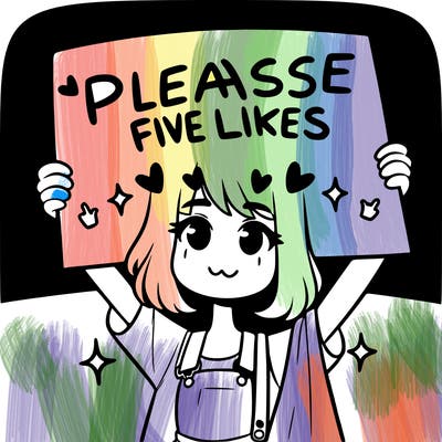 a girl holding up a sign that says please five likes